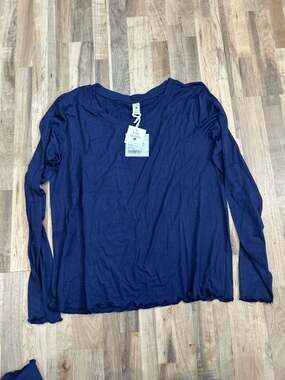 Kate Quinn Women's Navy Night Bamboo Long Sleeve Top & Wide Leg Pant Set XXL